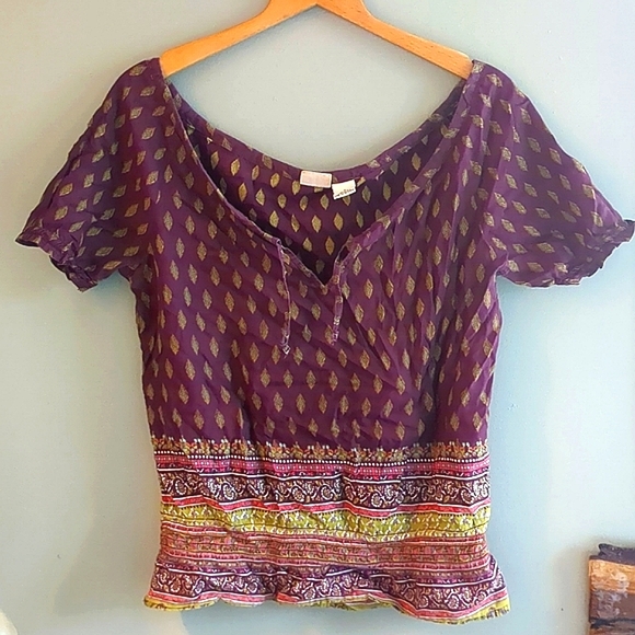 Mudd Boho Top, Plum Purple with , Size Small - Picture 2 of 6